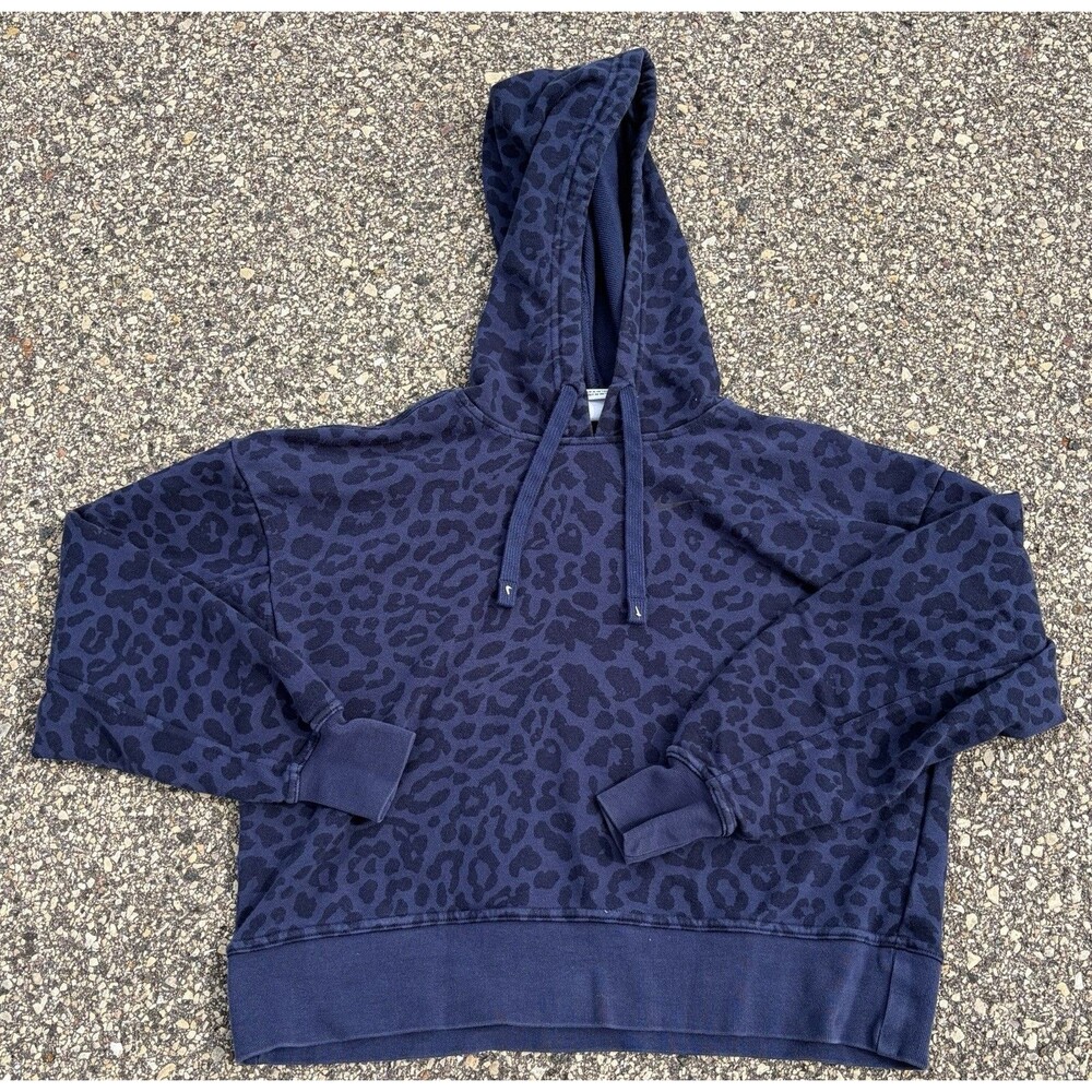 Women's Nike Navy Cheetah Cropped Hooded Sweatshirt, Size XS